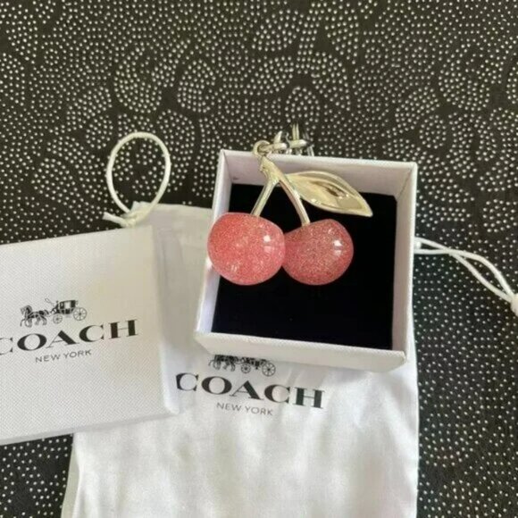 Coach Cherry Brass Cherry Bag Charm Keychain - Picture 3 of 4